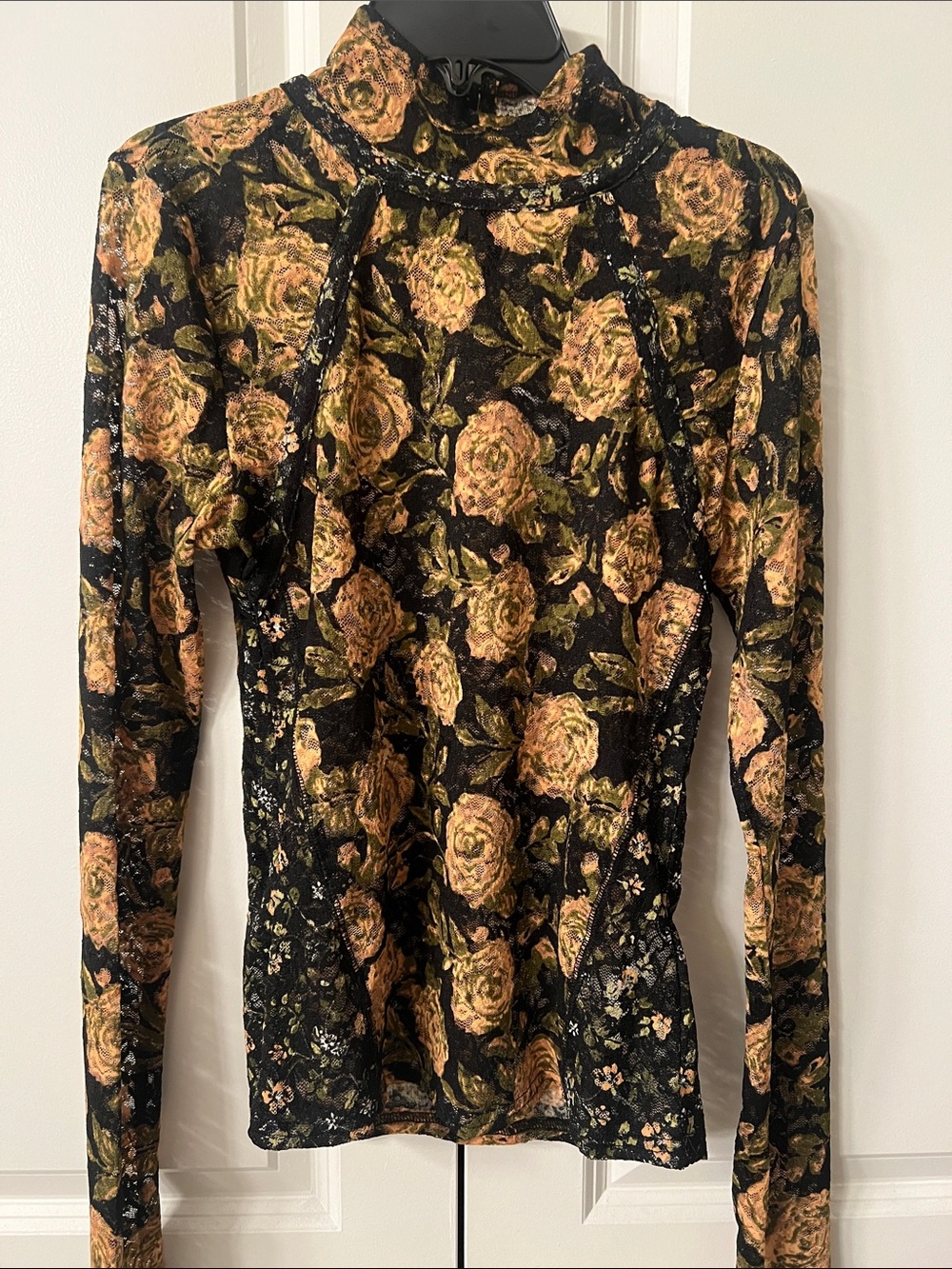 NWT!! Free People: Lyric Sheer Lace Long Sleeve Turtleneck Top (Small) - Picture 2 of 6